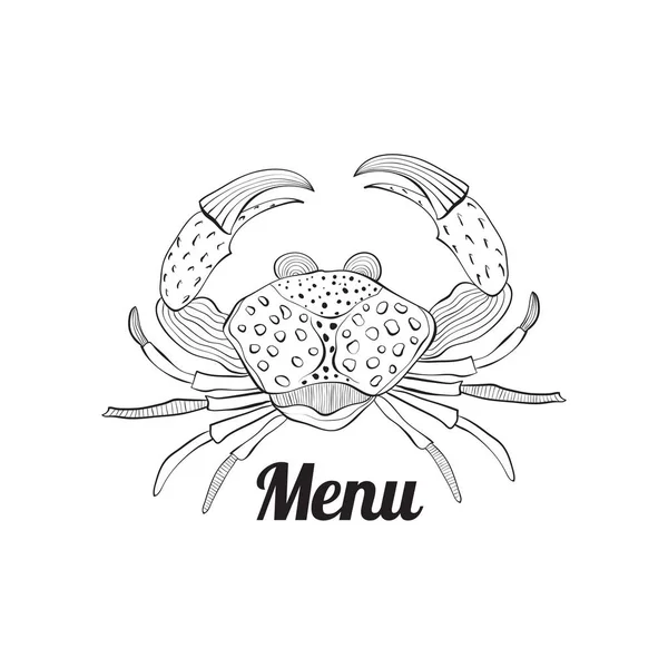 Vecteur Dessiné Main Crabe Style Vintage Rétro Menu — Image vectorielle