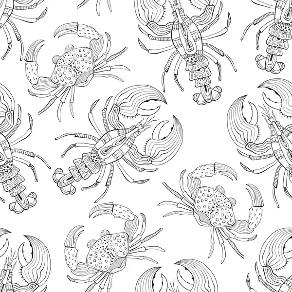 Padrão Sem Costura Vetorial Com Lobsters Crabs Estilo Vintage Retro — Vetor de Stock