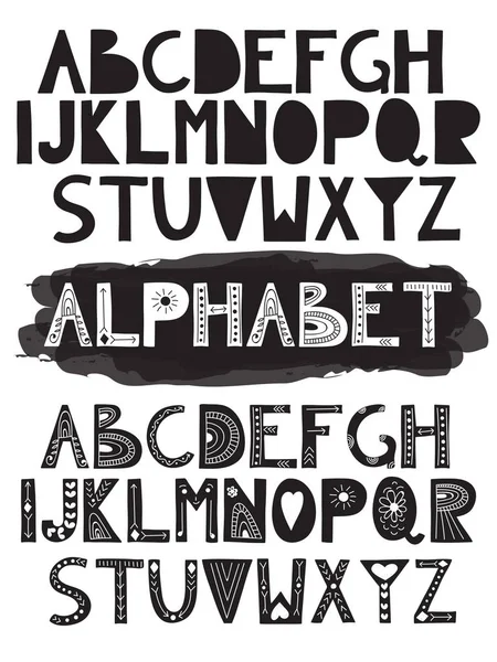 Διάνυσμα Σύνολο Λατινικά Αλφάβητα Αστείο Σκετσάκι Μπορεί Χρησιμοποιηθεί Για Πανό — Διανυσματικό Αρχείο