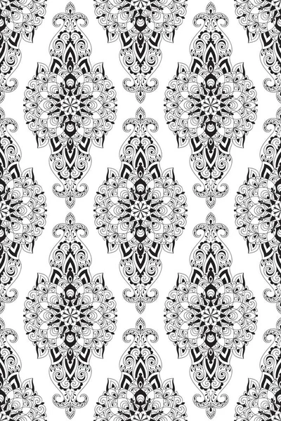 Monochrome Seamless Paisley Pattern White Background — Stock Vector