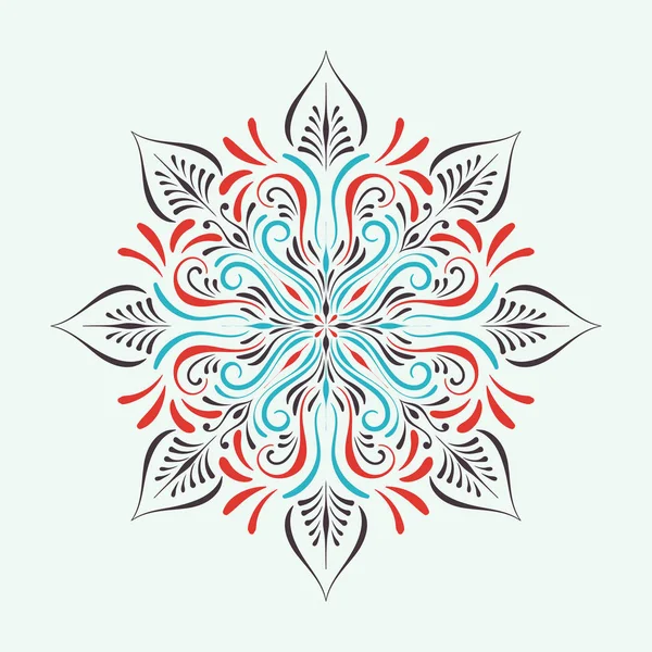 Hand Drawn Colorful Mandala Light Blue Background — Stock Vector