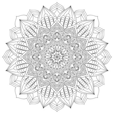 Elle çizilmiş Mandala kontur beyaz arka plan üzerinde