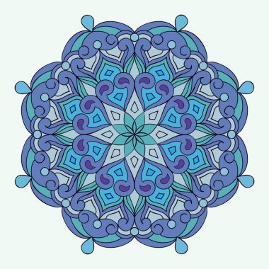 Daire Mandala tasarım mavi renklerde