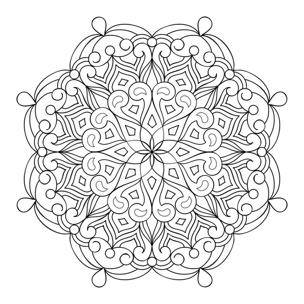 白色背景上的圆形曼荼罗设计轮廓 — 图库矢量图片