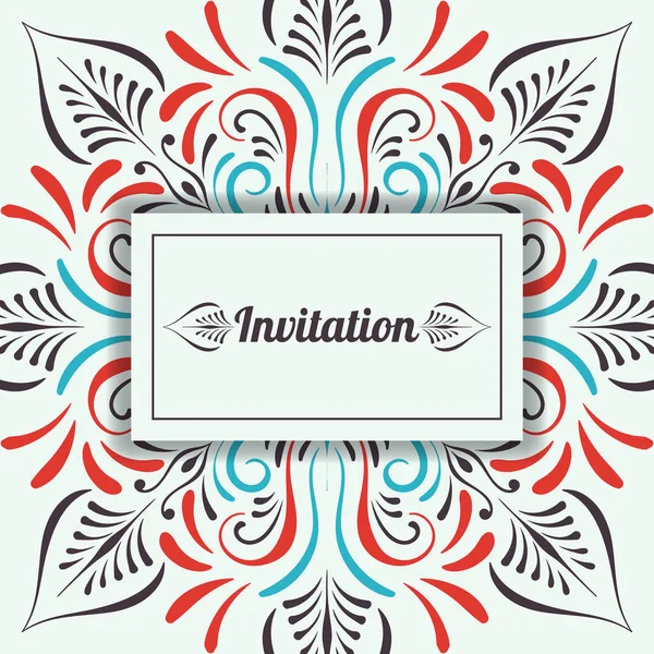 Plantilla Invitación Boda Con Fondo Ornamentado — Vector de stock