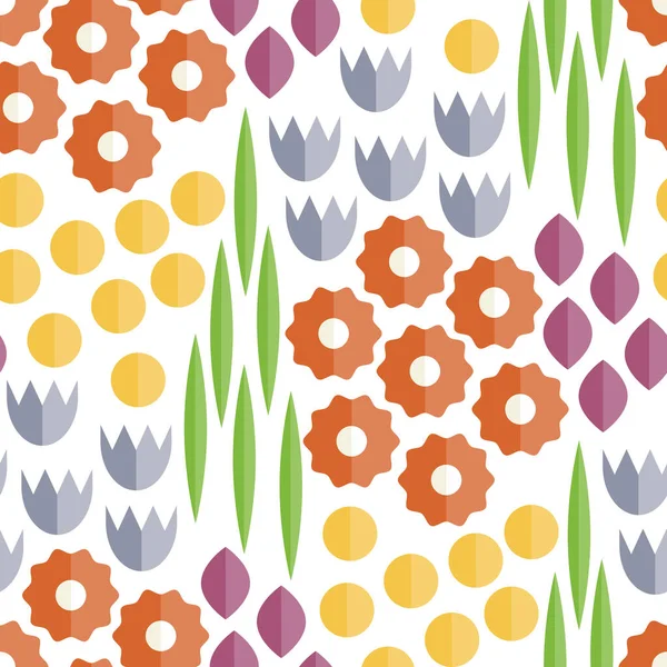 Vector Seamless Flat Pattern with Flowers — стоковий вектор