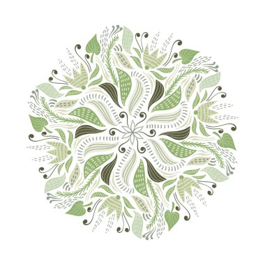 Vector Circle  Pattern with Flowers clipart