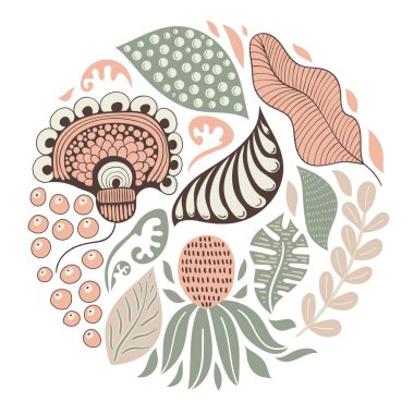 Çiçekli Vektör Çemberi Deseni