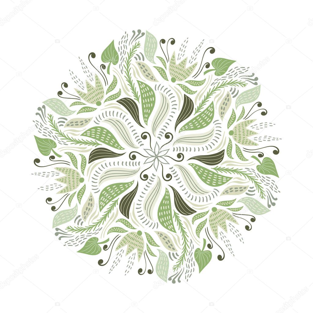 Vector Circle  Pattern with Flowers