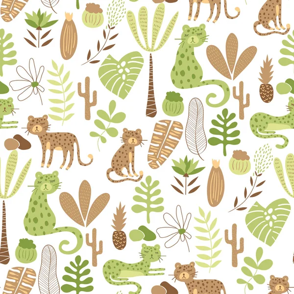 Vector Seamless Safari Pattern with leopards Royalty Free Stock Vectors