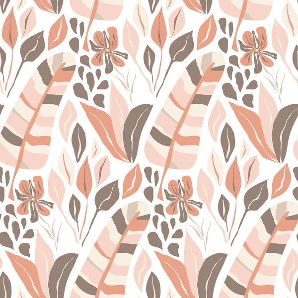 Vector Seamless Tough Pattern Fantastic Flowers Leaves Original Design Wallpaper — Stock Vector