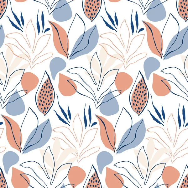 Vector Seamless Tough Tropical Pattern Fantastic Plants Leaves Wallpaper Pattern — 스톡 벡터