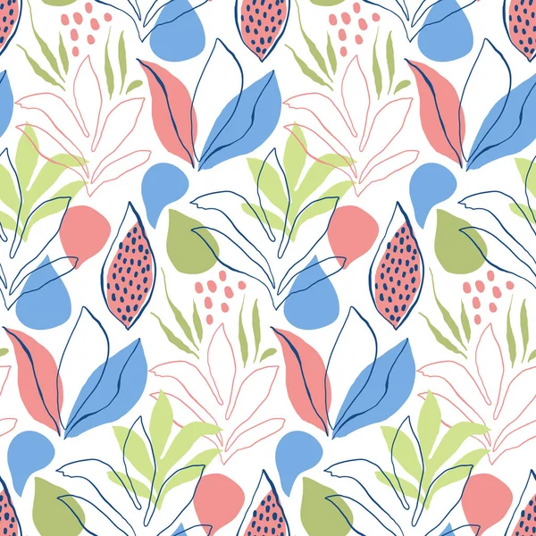 Vector Seamless Tough Tropical Pattern Fantastic Plants Leaves Wallpaper Pattern — 스톡 벡터