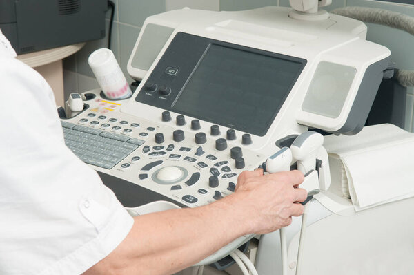 Ultrasound machine closeup. Medical equipment