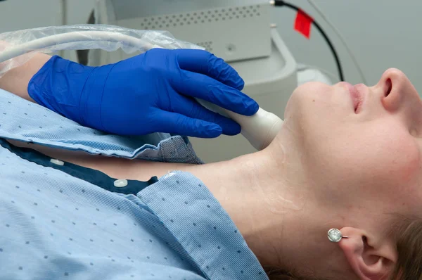 Ultrasound Thyroid Clinic Woman — Stock Photo, Image