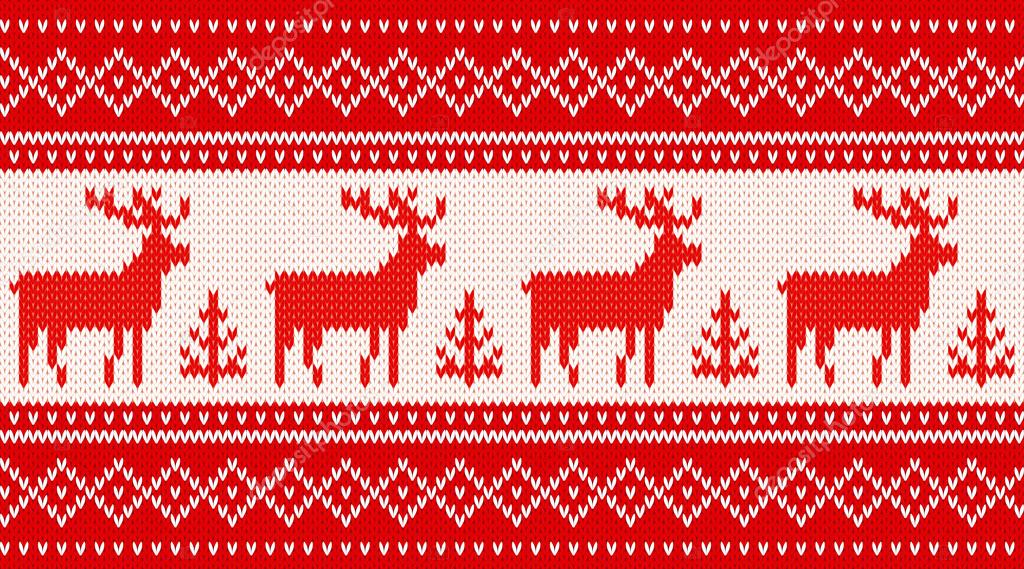 Seamless knitting pattern with deers