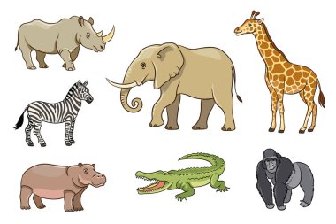 Afrika Hayvanlar karikatür tarzı
