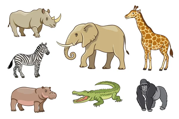 Afrika Hayvanlar karikatür tarzı — Stok Vektör
