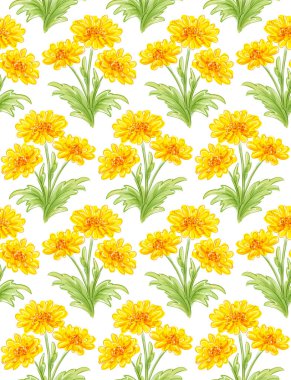 Seamless modeli ile sarı çiçek demetleri