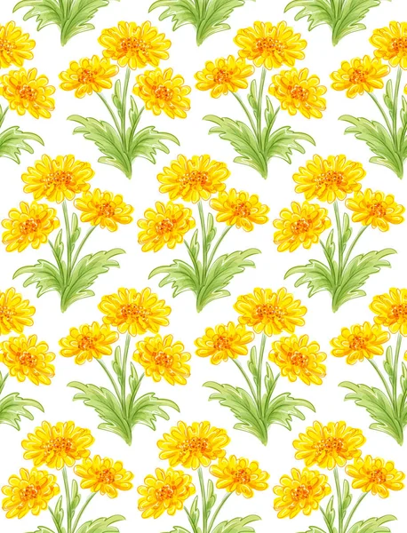无缝模式与一束束黄色鲜花 — 图库矢量图片