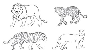 Kontür vektör büyük Kedilerde kümesi