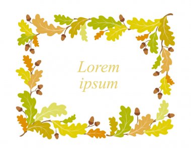 Sonbahar meşe çerçeve arka plan - vektör çizim