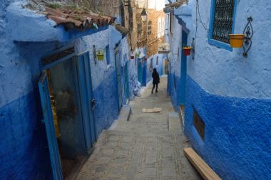 : Chefchaouen, Morocco mavi şehir.