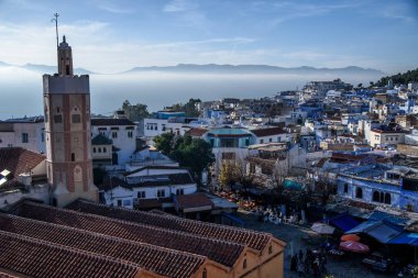 : Chefchaouen, Morocco mavi şehir.