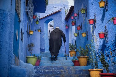 : Chefchaouen, Morocco mavi şehir.