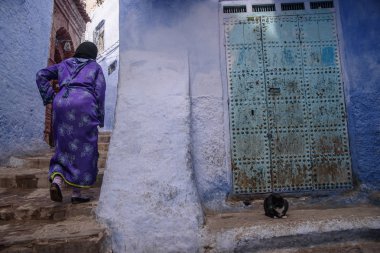 : Chefchaouen, Morocco mavi şehir.