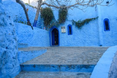 : Chefchaouen, Morocco mavi şehir.