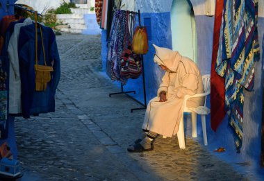: Chefchaouen, Morocco mavi şehir.