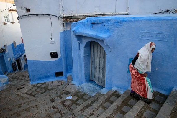 Chefchaouen, blå staden i Marocko. Stockfoto