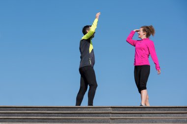 tebrik ve sabah egzersiz bitirmek mutlu
