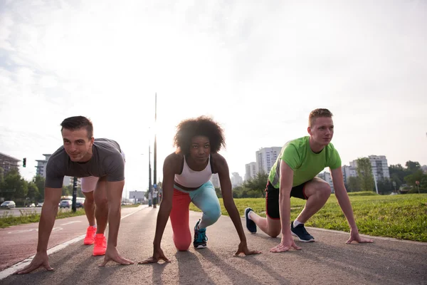 Multiethnic group of people on the jogging — Stock Photo, Image