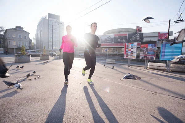 Young  couple jogging — Stock Photo, Image