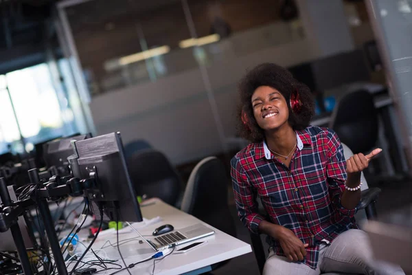 woman at her workplace in startup business office