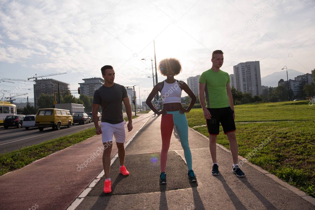 multiethnic group of people on the jogging
