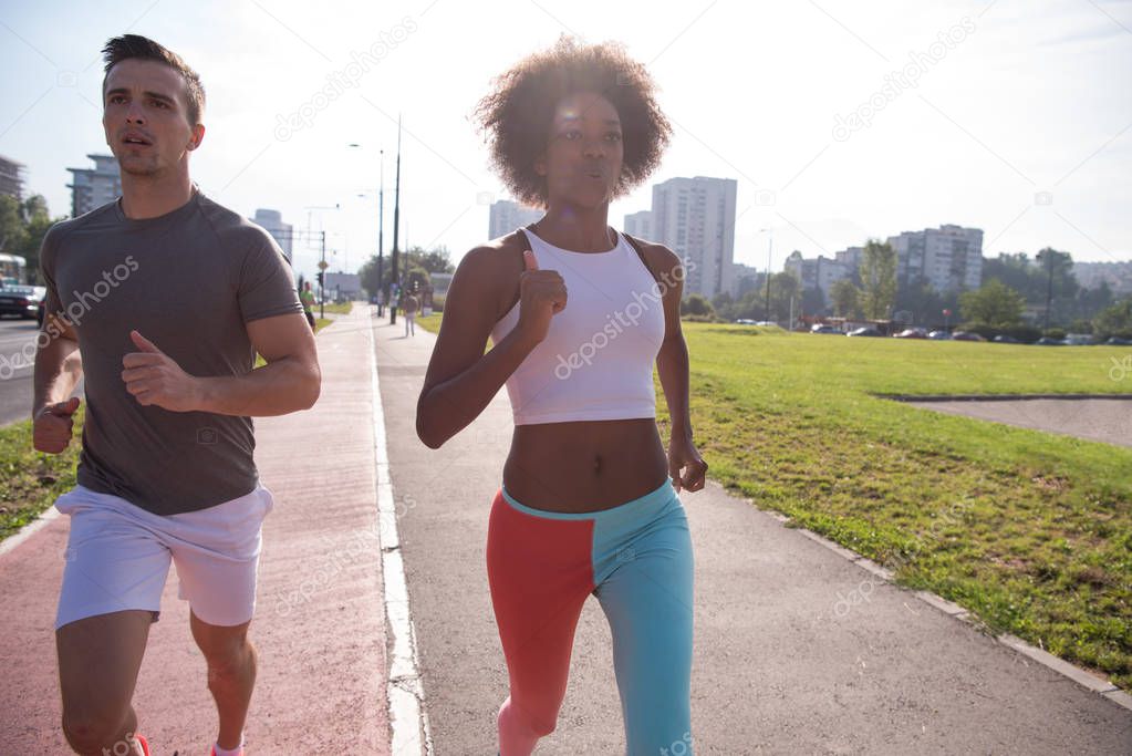 multiethnic  people on the jogging