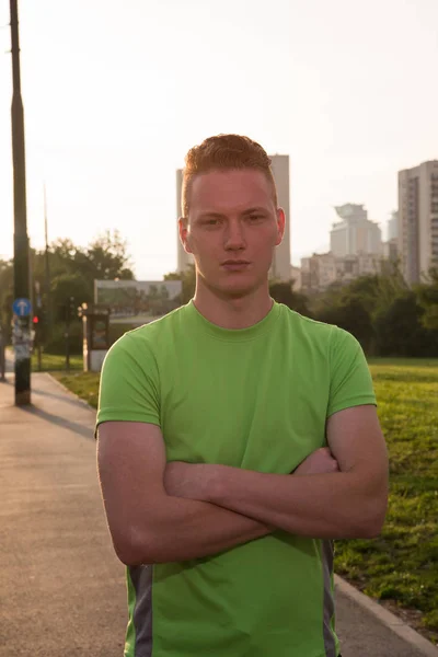 Portrait of a young man on jogging — Stock Photo, Image