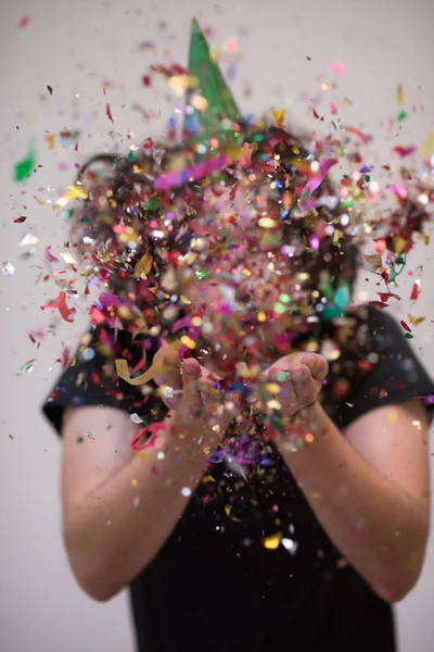 Coriandoli uomo sulla festa — Foto Stock