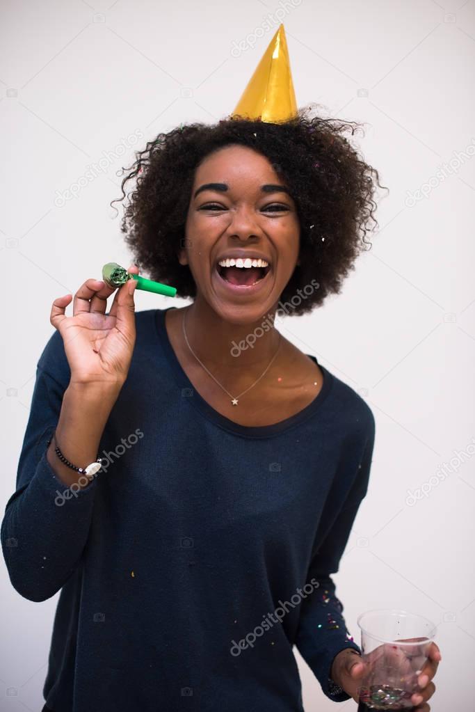 happy young woman celebrating 