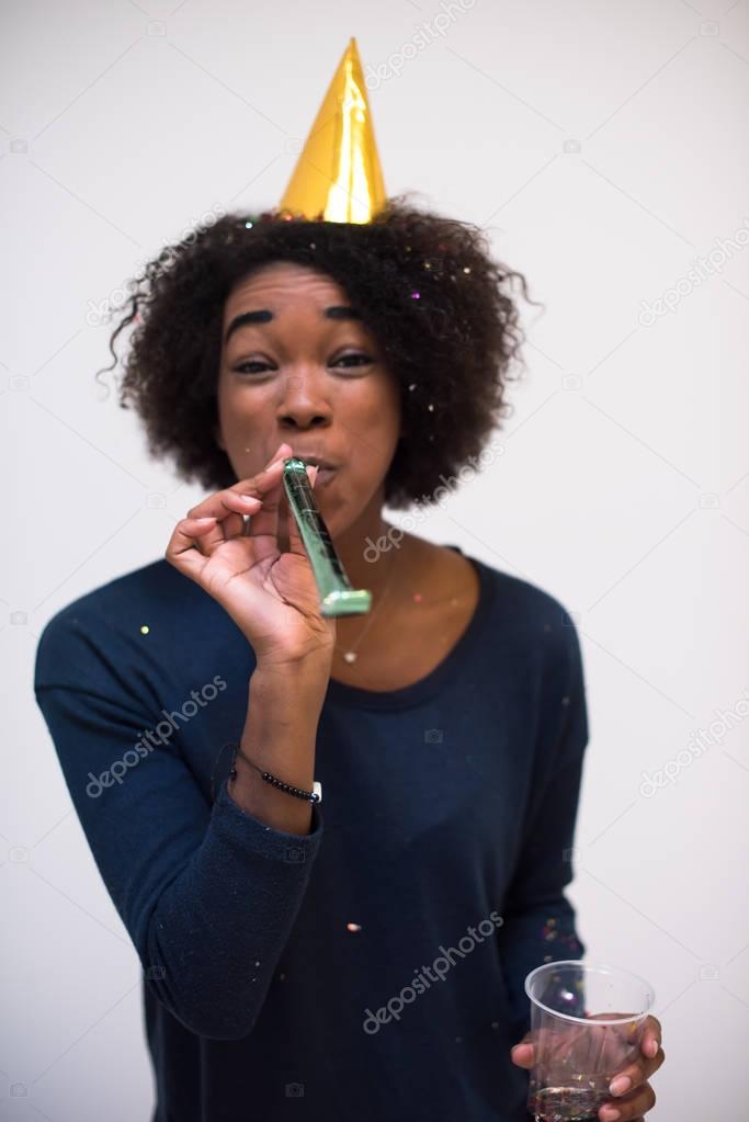 happy young woman celebrating 