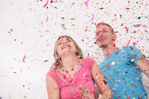 Confetti party happy young people — Stock Photo, Image