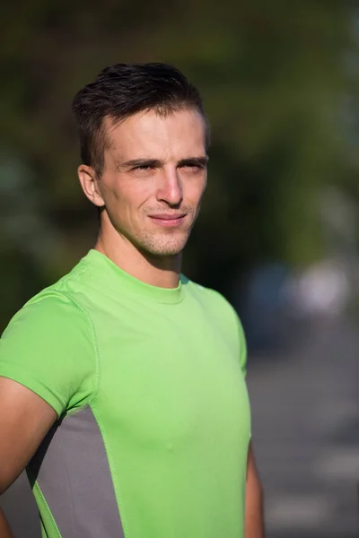 Portré, fiatal férfi futó — Stock Fotó