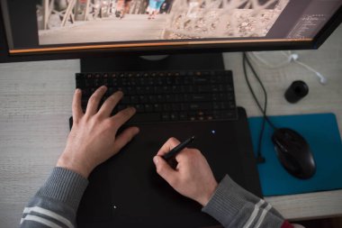 grafik tasarımcı, iş Üstten Görünüm