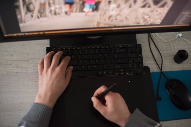 grafik tasarımcı, iş Üstten Görünüm