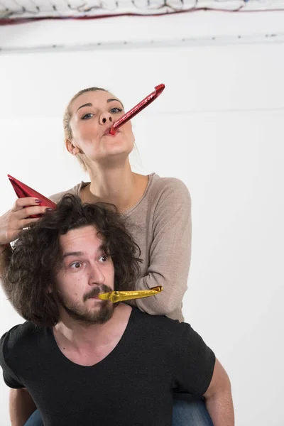 Romantic couple celebrating — Stock Photo, Image