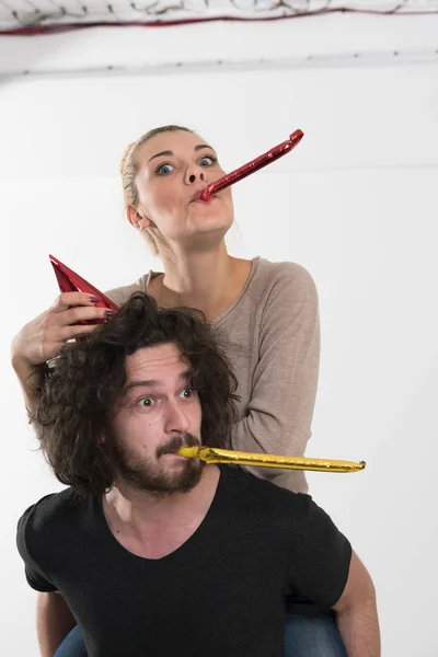 Romantic couple celebrating — Stock Photo, Image