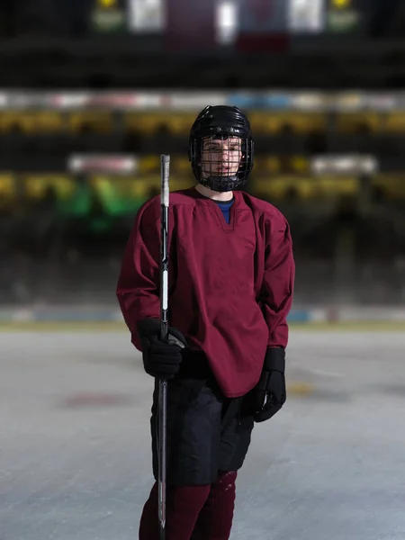 Mladý Hokejista Portrét Zápas — Stock fotografie